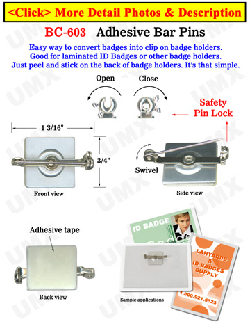 Secured Swivel Pin Badges With Adhesive Backs on Steel Metal Plates