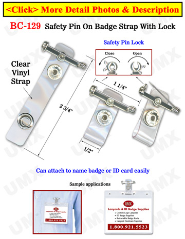 Safety Identification Card Holder Straps With Safety Pin Holders
