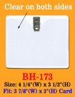 Heavy Duty Clip-On Horizontal Vinyl I D Holder: 3 7/8"(W)x 3"(H) BH-173/Bag-of-100Pcs