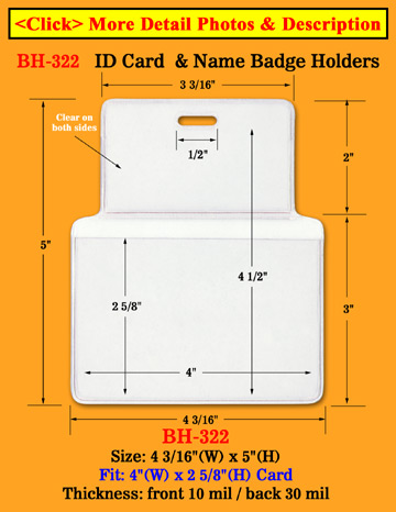 Thick &  Heavy Duty Top Loading Name Tag Holder: 4"(W)x 2 5/8"(H)