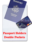 Passport Holders: Neck Wallets - Double Pockets - Heavy Duty Vinyl Plastic Big Name Badge Ticket Holders