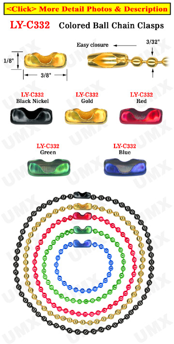 Wholesale Color Ball Chain Connectors: Necklace Clasps Fit 2.4mm Metal Bead Balls