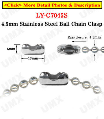 Stainless Ball Chain Connectors or Clasps - Bulk Pack