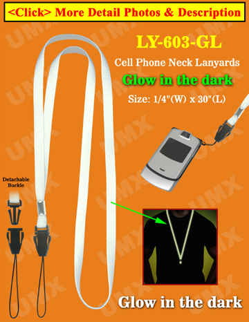 Glow In The Dark Cell Phone Straps: Cellular Neck Lanyards with Detachable Clasps