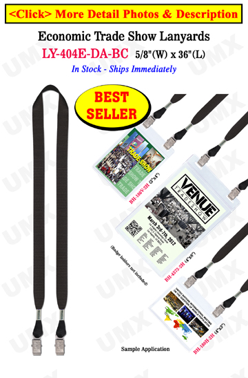 5/8" Economic Lanyards - Events Special  with Two Badge Clips or Hooks
