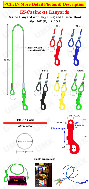 Casino Lanyards: Elastic Cord Card Keeper Lanyard Supplies LY-Casino-31