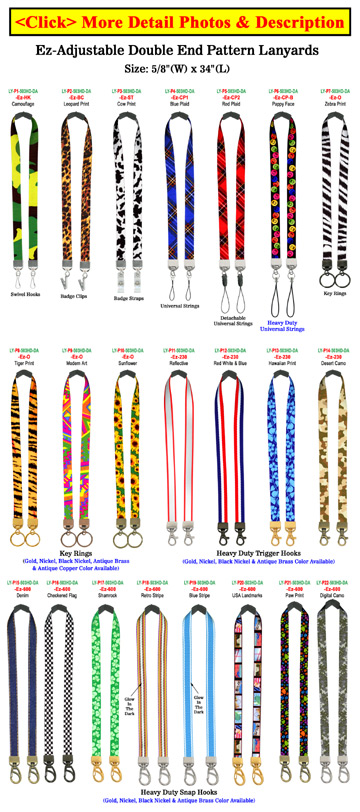 5/8" Ez-Adjustable Double Ended Art Printed Safety Neck Lanyards With Dual Ends