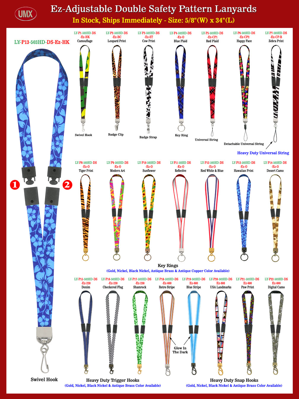 Overall View: Helpful Photo For 5/8" Ez-Adjustable Art Printed Dobule Safety Neck Lanyards With Two Safety Protection Buyer