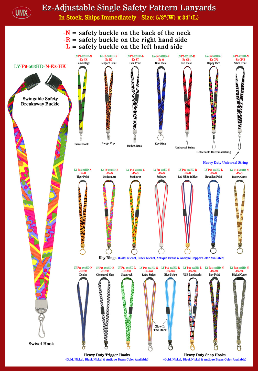 Overall View: Helpful Photo For 5/8" Ez-Adjustable Art Printed Safety Neck Lanyards With Safety Break Away Protection Buyer