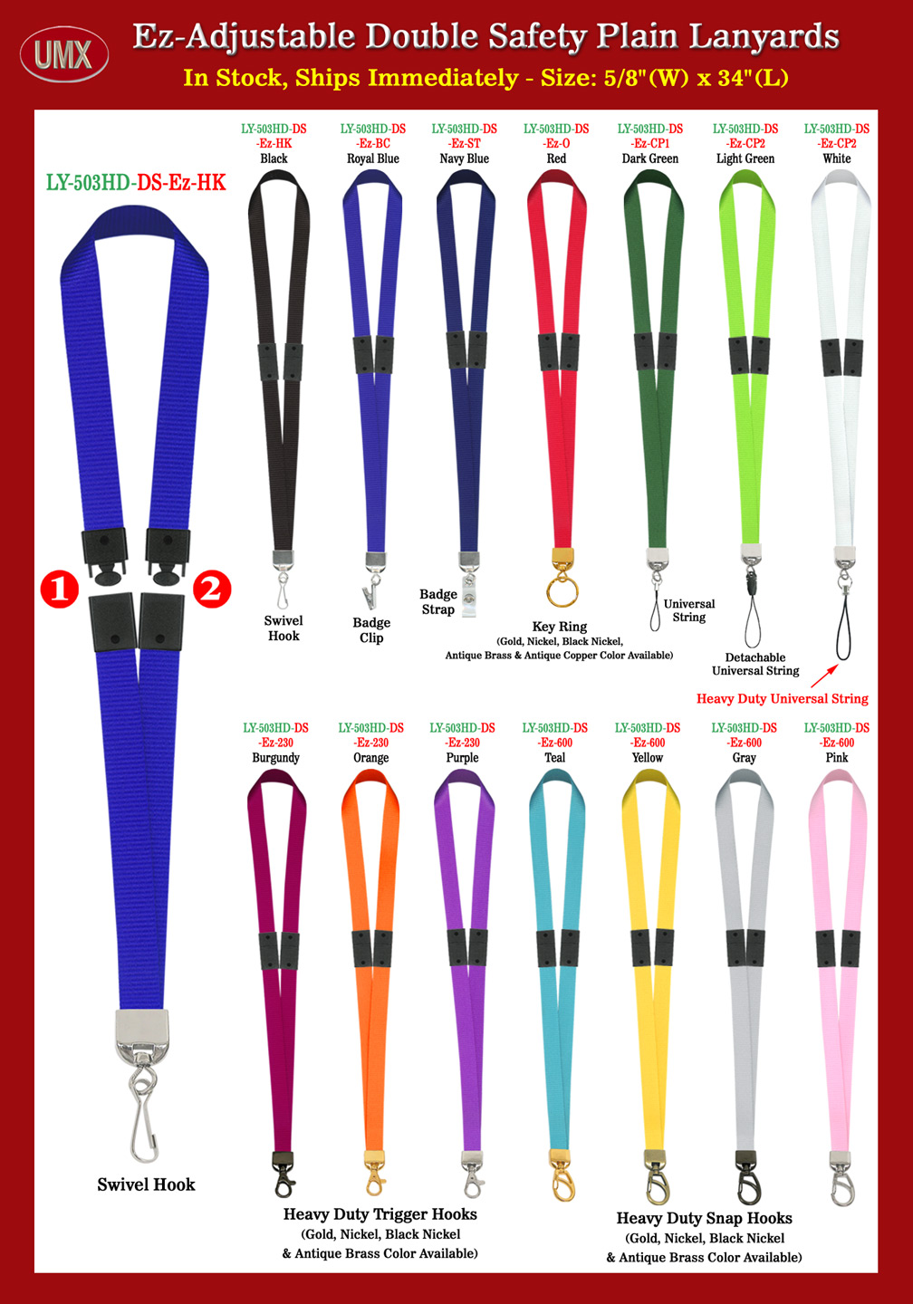 Overall View: Helpful Photo For 5/8" Ez-Adjustable Double Safety Neck Lanyards With Two Safety Breakaway Buckles Buyer