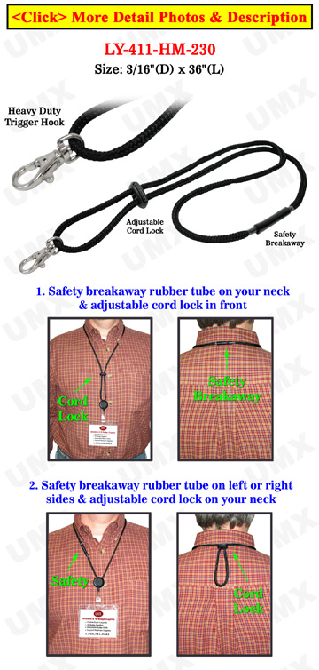 Heavy Duty Round Cord Safety Lanyards with Trigger Hooks