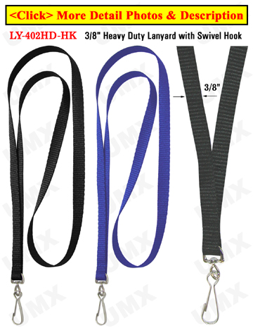 LY-402HD-HK 3/8" Polyester High Quality Heavy Duty Plain Lanyards With Swivel Hooks