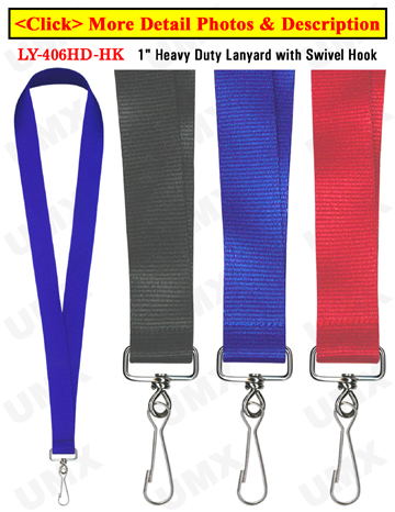 LY-406HD-HK 1" Wide & Thick  Heavy Duty Plain Lanyards with J-Hooks