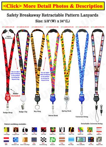 Retractable Safety Badge Lanyards: with 5/8" Art Printed Neck Straps