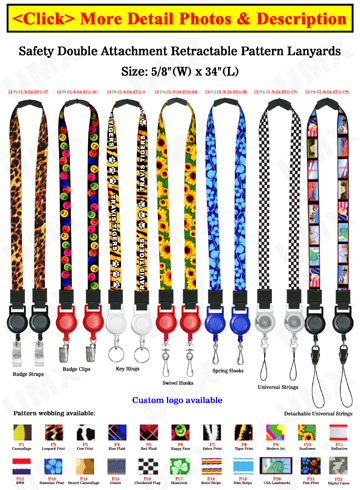 Two-Ended Printed Retractable Breakaway Neck Lanyards: With 5/8" Art Printed Straps