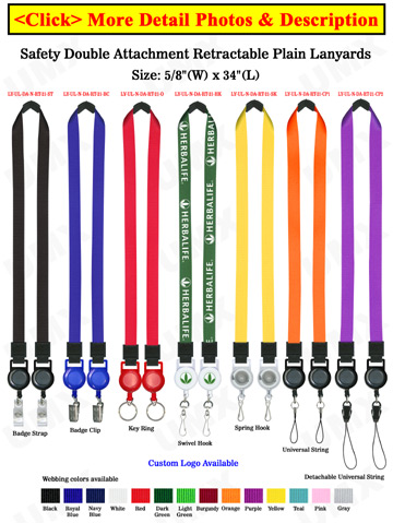 Double-Ended Safety Retractable Lanyards: With 5/8 Heavy-Duty Neck Lanyard  Straps 