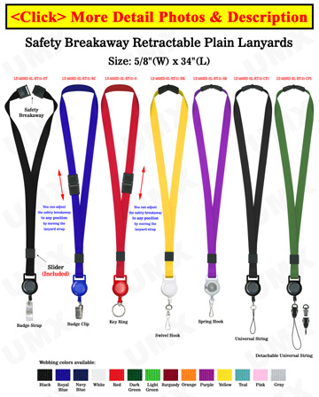 Retractable Breakaway Lanyards 5/8" Safety Badge Holder Neck Straps