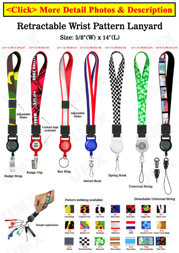 Printed Retractable Wrist Lanyards: With 5/8" Art Printed Wrist Straps