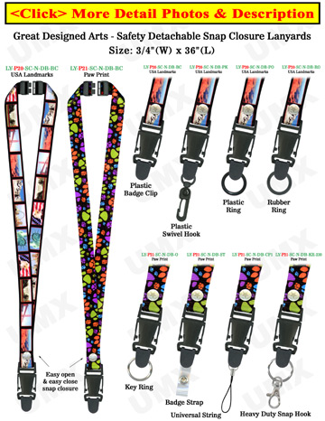 Quick Release Safety Lanyards: 3/4" Pattern Printed Quick Release Safety Neck Straps