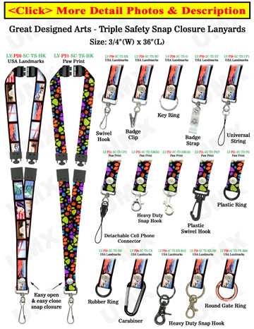 Secured ID Lanyards: 3/4" Pattern Printed Secured Identications, Safety ID Neck Straps
