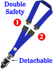 Detachable Two Breakaway Lanyards: 3/4" Safety Neck Straps: Snap Fastener ID Tag Holders LY-SC-DS-DB/Per-Piece