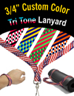 3/4" Tri Tone USA Flag Pattern Custom Color Lanyards LY-S5-34-CUSTOM/Per-Piece