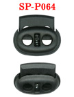Cord Lock: Oval Shape, Flat Surface, Two-Holes - 3/16"(D)=5mm(D)