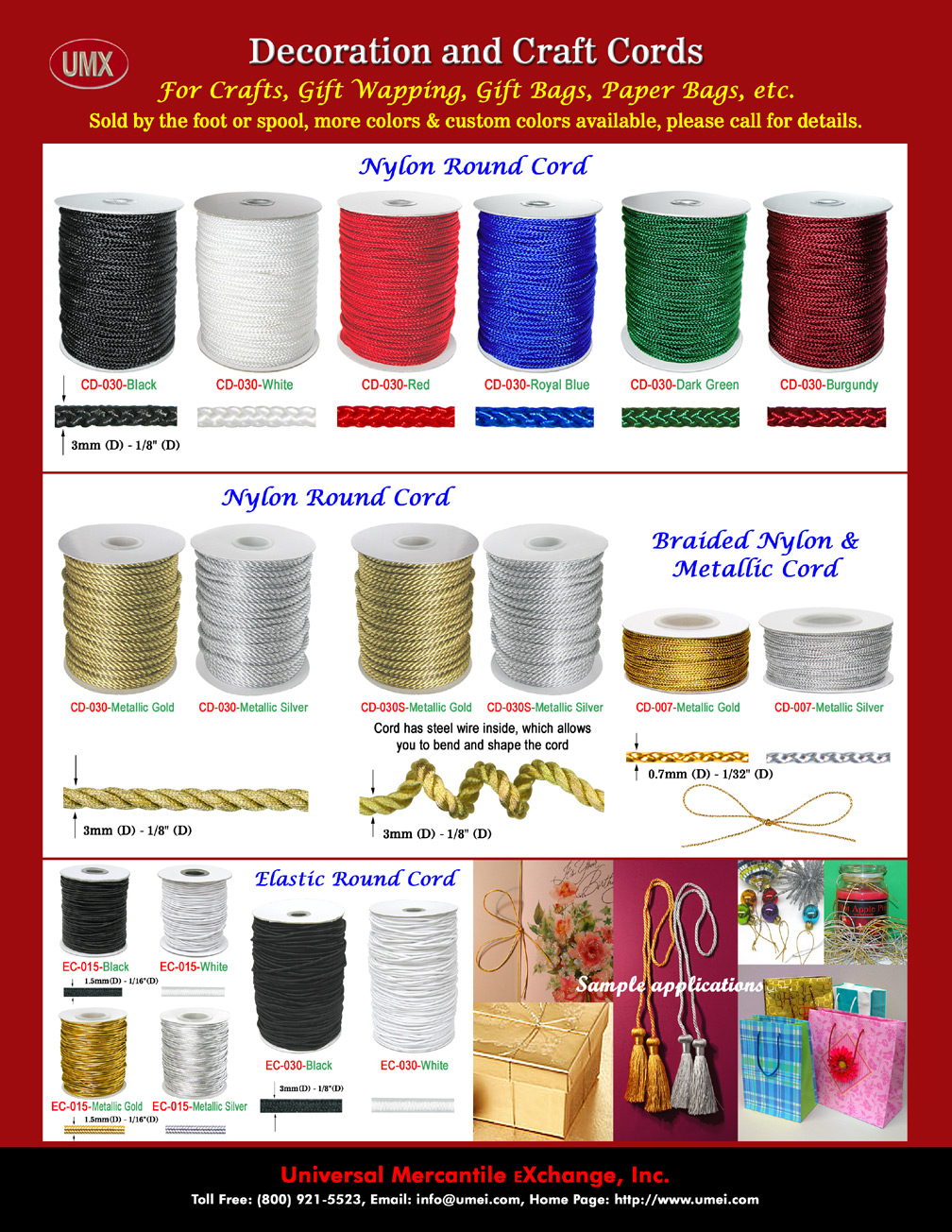 Overall View: Helpful Photo For Metallic Color Nylon Cords: By The Spool (Roll) Metallic Silver and Gold Craft Cords  Buyer