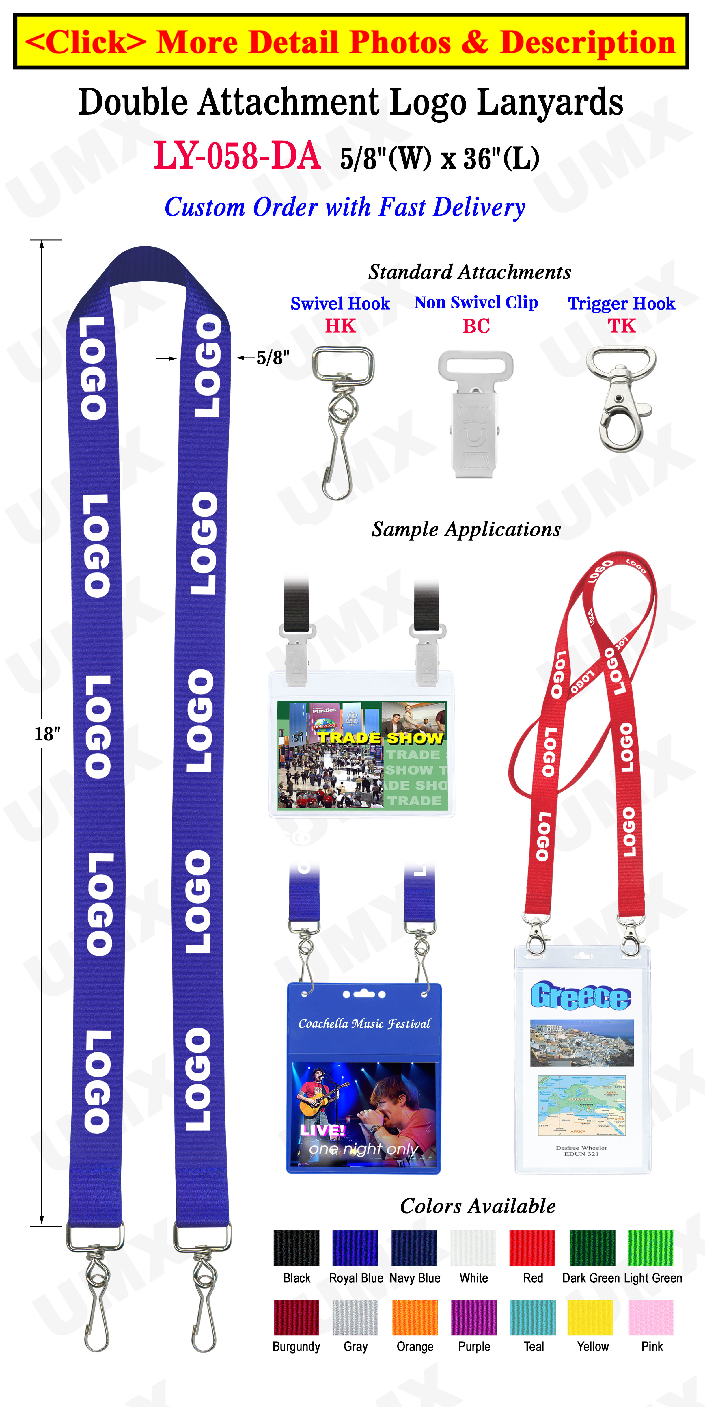5/8" Full Color Dye Sub Lanyards with Custom Logo Printed