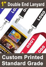 1" Promotional Logo Lanyards For Badges  with Two Clip Holes LY-100-DA/Per-Piece