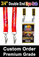Full Color Custom ID Lanyards With 2 Badge Clips or 2 Hooks