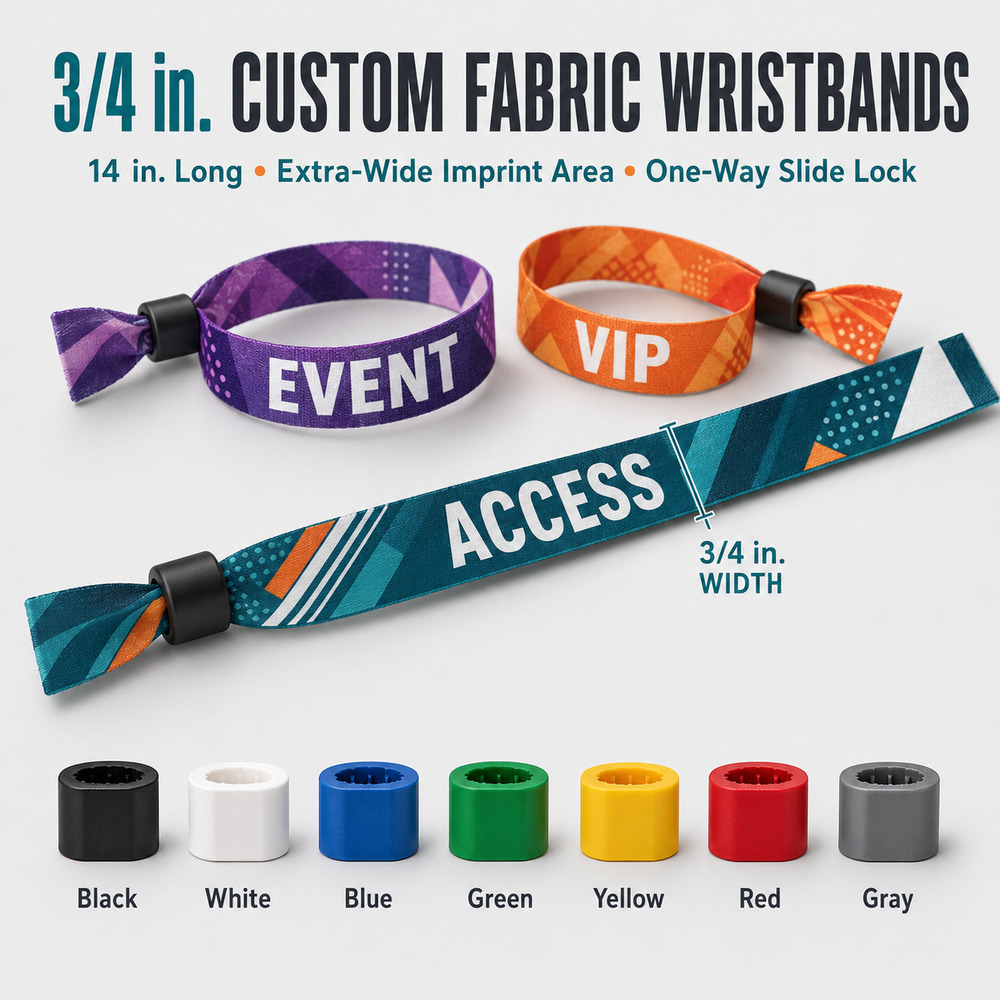 Custom 5/8" Fabric Event Wristbands with Slide Lock