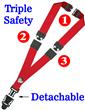 Detachable Three Safety Lanyards: 3/4" Multiple Breakaway Neck Straps: Snap Fastener Badge Holders