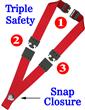 Triple Breakaway Lanyards: 3/4" Safty Neck Straps: Snap Closure ID Badge Holders