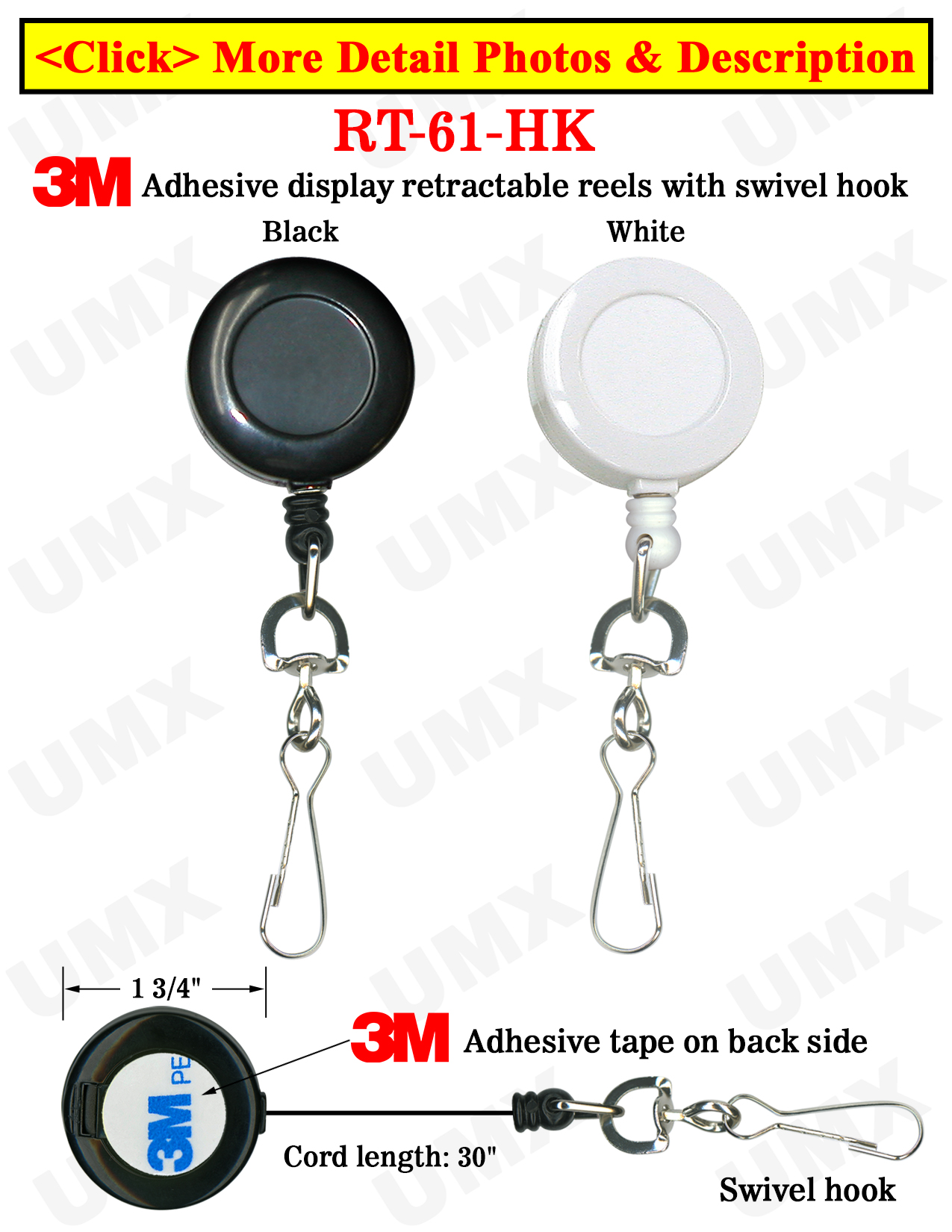 High Quality & Cheap Trade Show Display Retractable Trade Show Reels With Metal Swivel Hooks and Adhesive Backing