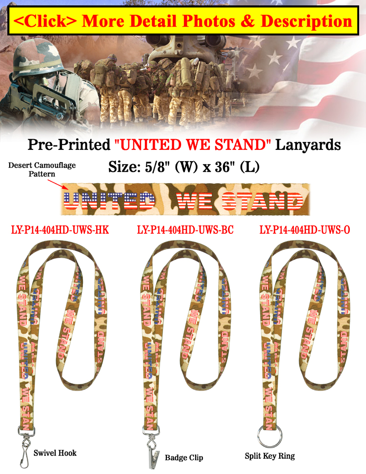 United We Stand Lanyards: Patriotic Camouflage Lanyard Series LY-P14-404HD-UWS/Per-Piece