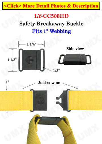 Sewn-On Large Breakaway Buckles: Heavy Duty Safety Buckles: Fit 1