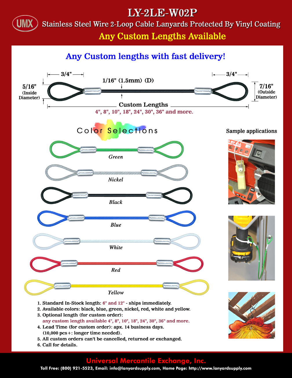 24" Stainless Steel Cable Lanyards: Custom Bulk Order LY-2LE-W02P-24