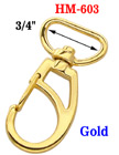 3/4" Enhanced Frame Gold Bolt Snap Hooks For Flat Straps