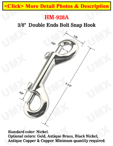 3 1/2" Double Hooks Rigid Bolt Snaps: Heavy Duty Non-Swivel