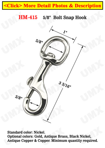5/8" Big Size Steel Metal Snap Hooks: For Round Rope