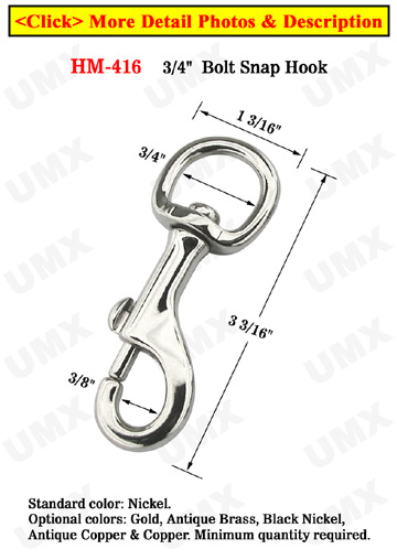 3/4" Large Round Swivel Bolt Snaps: For Round Rope