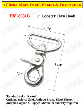 Big Flat Strap Lobster Clip Hooks: For Flat Rope 