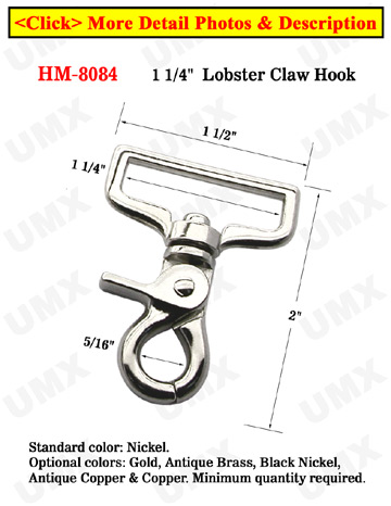 1 1/4" Pentagon Swivel Lobster Clip Bolt Snap Hooks: For Flat Rope