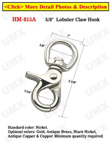 5/8" Popular Round Rope Lobster Claw Hooks: For Round or Flat Rope