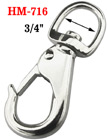 3/4" Metal Steel Marine Rope Snap Hooks For Round and Flat Rope