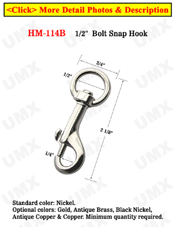1/2" O-Shaped Circular Swivel Bolt Snaps: For Round Cords and Flat Straps