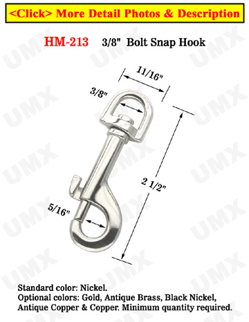 3/8" D-Head Round Bar Bolt Snaps: For Round Cords and Flat Straps