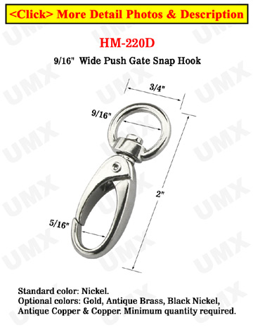 9/16" Circular Push Gate Metal Snap Hooks For Round Rope