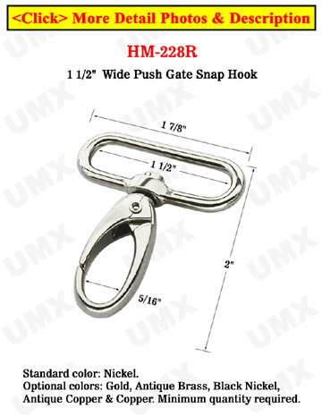 1 1/2" Round Corner Push Gate Snap Hooks For Flat Straps